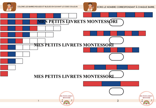 Mon livret de maths Montessori - Les barres et les chiffres rugueux